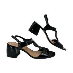 Lunisol Black Adjustable Strap Sandals | High Block Heel